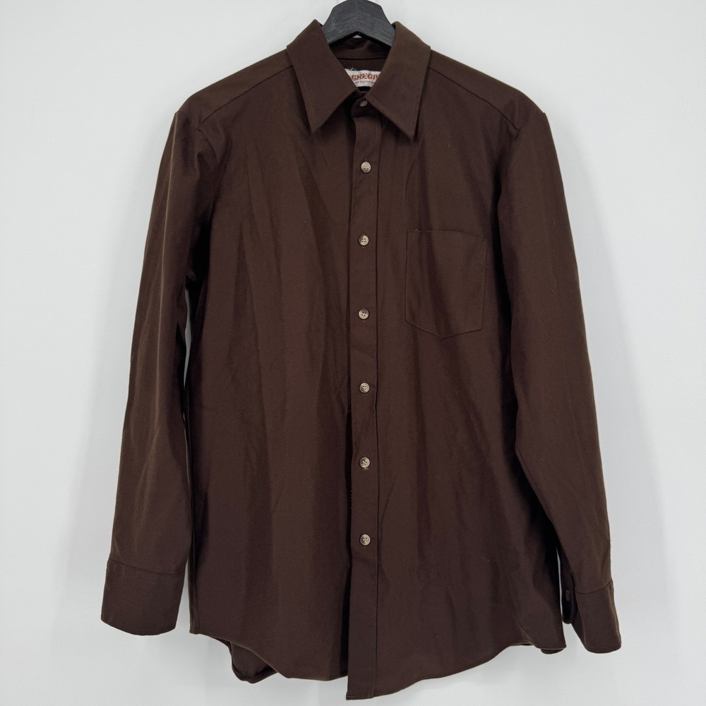 Vintage McGregor Sportswear Mens Medium Brown Long Sleeve Button Up Shirt